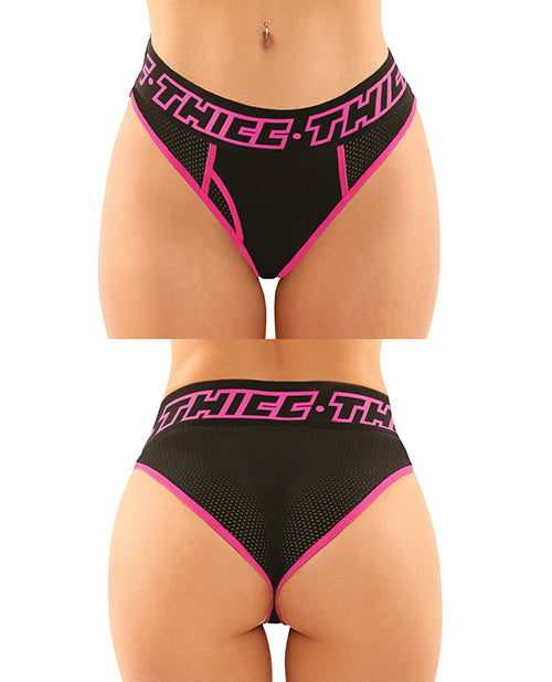 Vibes Buddy Pack Thicc Athletic Mesh Boy Brief & Lace Thong Black/Pink