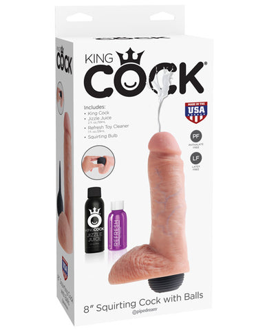 King Cock 8" Squirting Cock W/balls