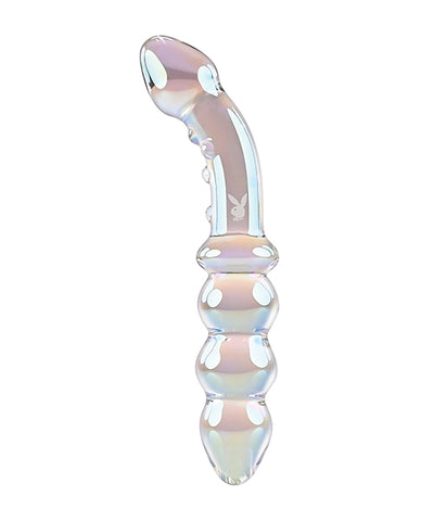 Playboy Pleasure Jewels Double Glass Dildo W/anal Beads