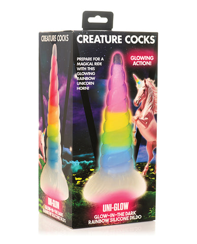Creature Cocks Rainbow Uni Glow in the Dark Silicone Dildo