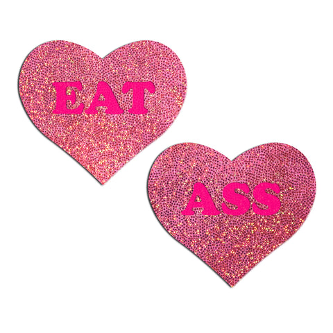 Pastease Eat Ass Hearts Pink Glitter
