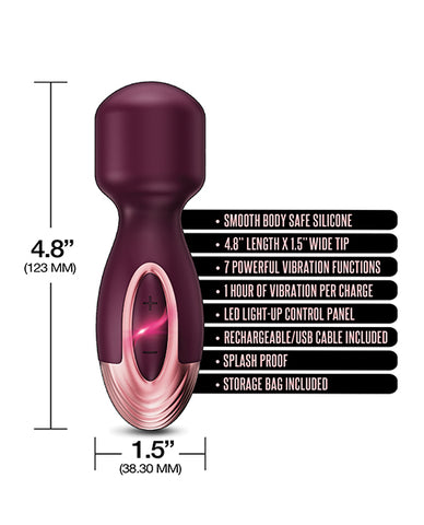 Zola Rechargeable Silicone Mini Wand - Burgundy/rose Gold