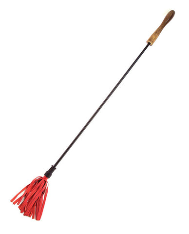 Rouge Leather Riding Crop W/rounded Wooden Handle