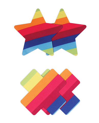 Pretty Pasties Pride Cross & Star Rainbow - 2 Pair