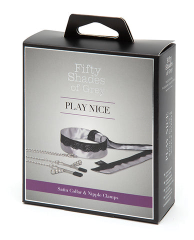 Fifty Shades - Play Nice Satin Collar & Nip Clamps