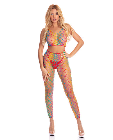 Pink Lipstick Roy G. Biv 2 pc Bodystocking Rainbow QN