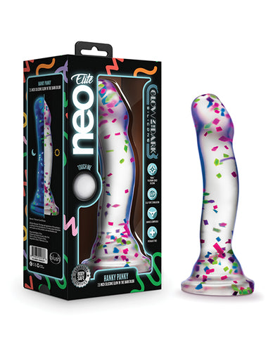 Blush Neo Elite Hanky Panky 7" Confetti Glow In The Dark Dildo