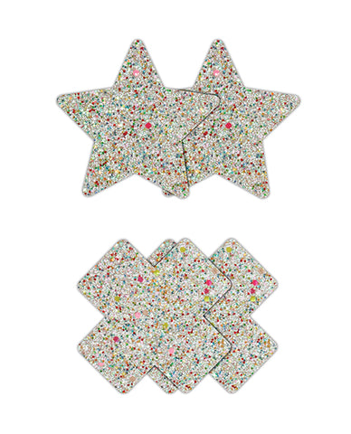 Pretty Pasties Star & Cross Glow In The Dark - 2 Pair
