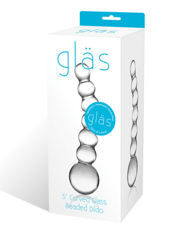 Glas 5" Curved Glass Beaded Dildo
