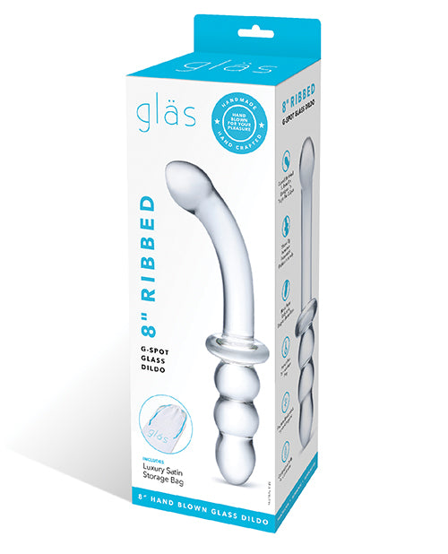 Glas 8" Ribbed G-spot Glass Dildo