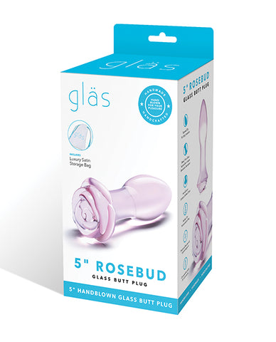 Glas 5" Rosebud Glass Butt Plug