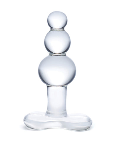 Glas 4" Beaded Glass Butt Plug W/tapered Base