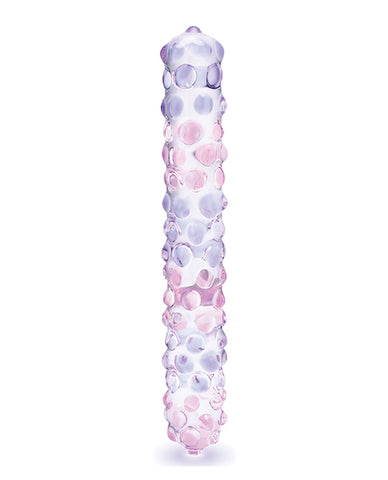 Glas 9" Purple Rose Nubby Glass Dildo