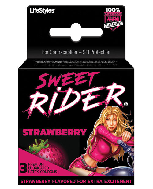 Lifestyles Sweet Rider Condoms - Strawberry Pack Of 3
