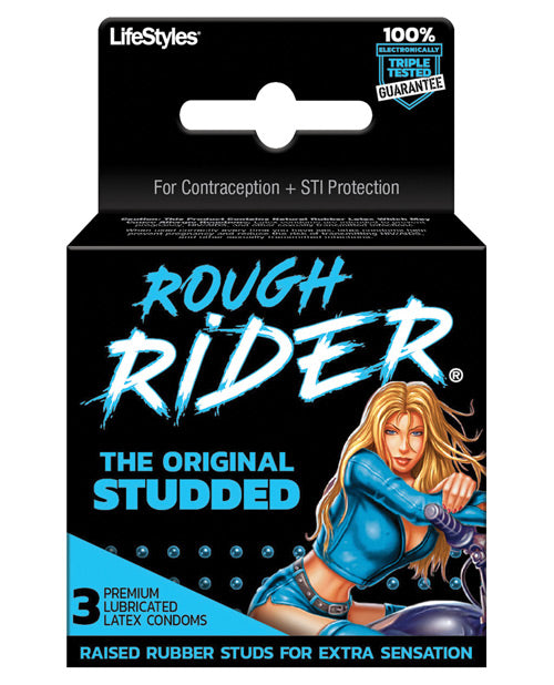 Lifestyles Rough Rider Studded Condom Pack - Pack Of 3