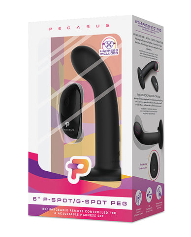 Pegasus 6" Rechargeable P-spot G-spot Peg W/adjustable Harness & Remote Set