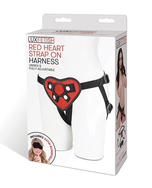 Lux Fetish Red Heart Strap On Harness Set