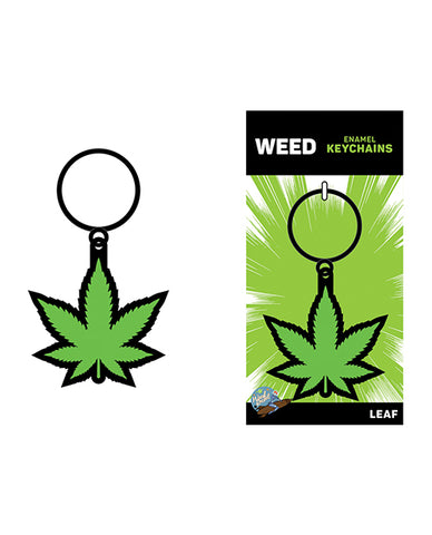 Wood Rocket Weed Pot Leaf Keychain - Green