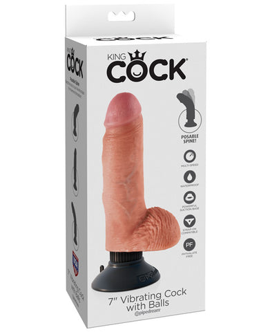 King Cock 7" Vibrating Cock W/balls