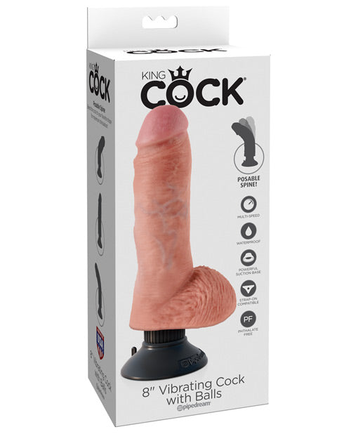 King Cock 8" Vibrating Cock W/balls