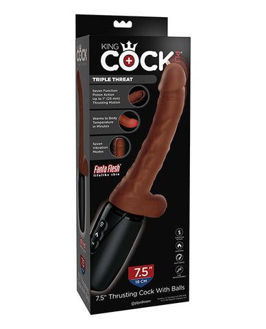 King Cock Plus Thrusting, Warming & Vibrating  7.5" Triple Threat Dong