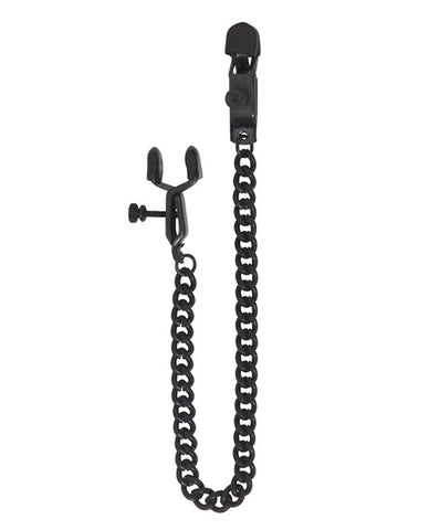 Spartacus Adjustable Alligator Nipple Clamps W/black Chain