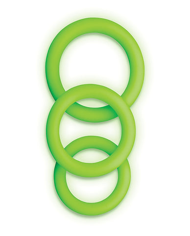 Shots Ouch 3 Pc Cock Ring Set - Glow In The Dark