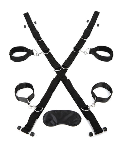 Lux Fetish Over The Door Cross W/4 Universal Soft Restraint Cuffs