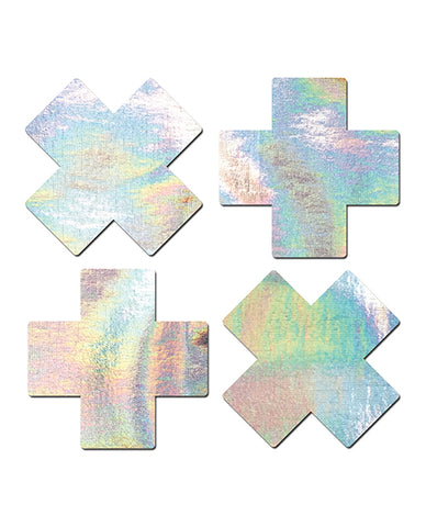 Pastease Premium Petites Holographic Plus X - Silver O/s Pack Of 2 Pair