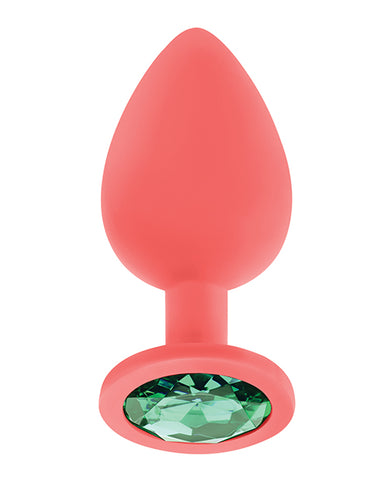 Luv Inc. Jeweled Silicone Butt Plug W/three Stones