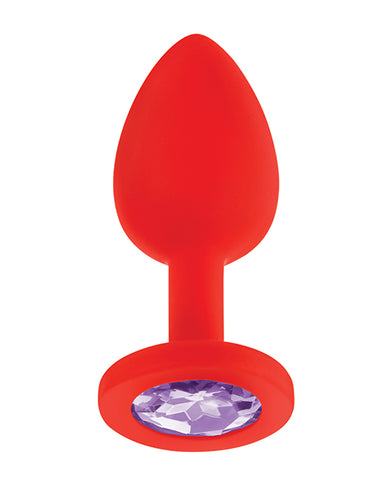 Luv Inc. Jeweled Silicone Butt Plug W/three Stones