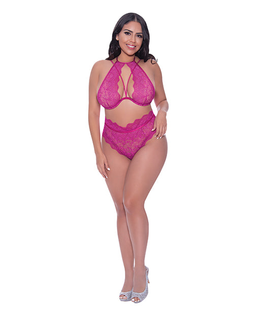 Berrylicious Lace Halter Top & Panty Pink