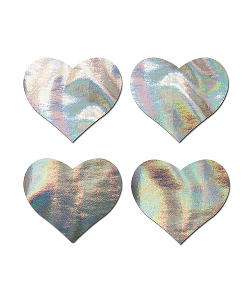 Pastease Premium Petites Holographic Heart - Silver O/s Pack Of 2 Pair