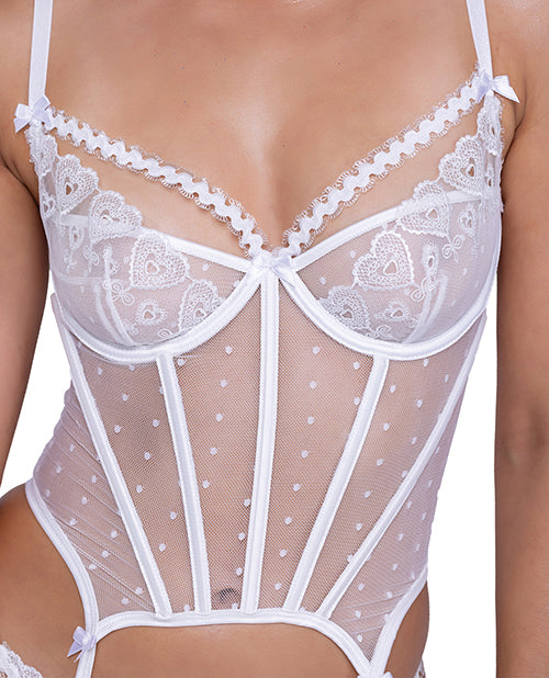 Forever Yours Embroidered Bustier & Thong White
