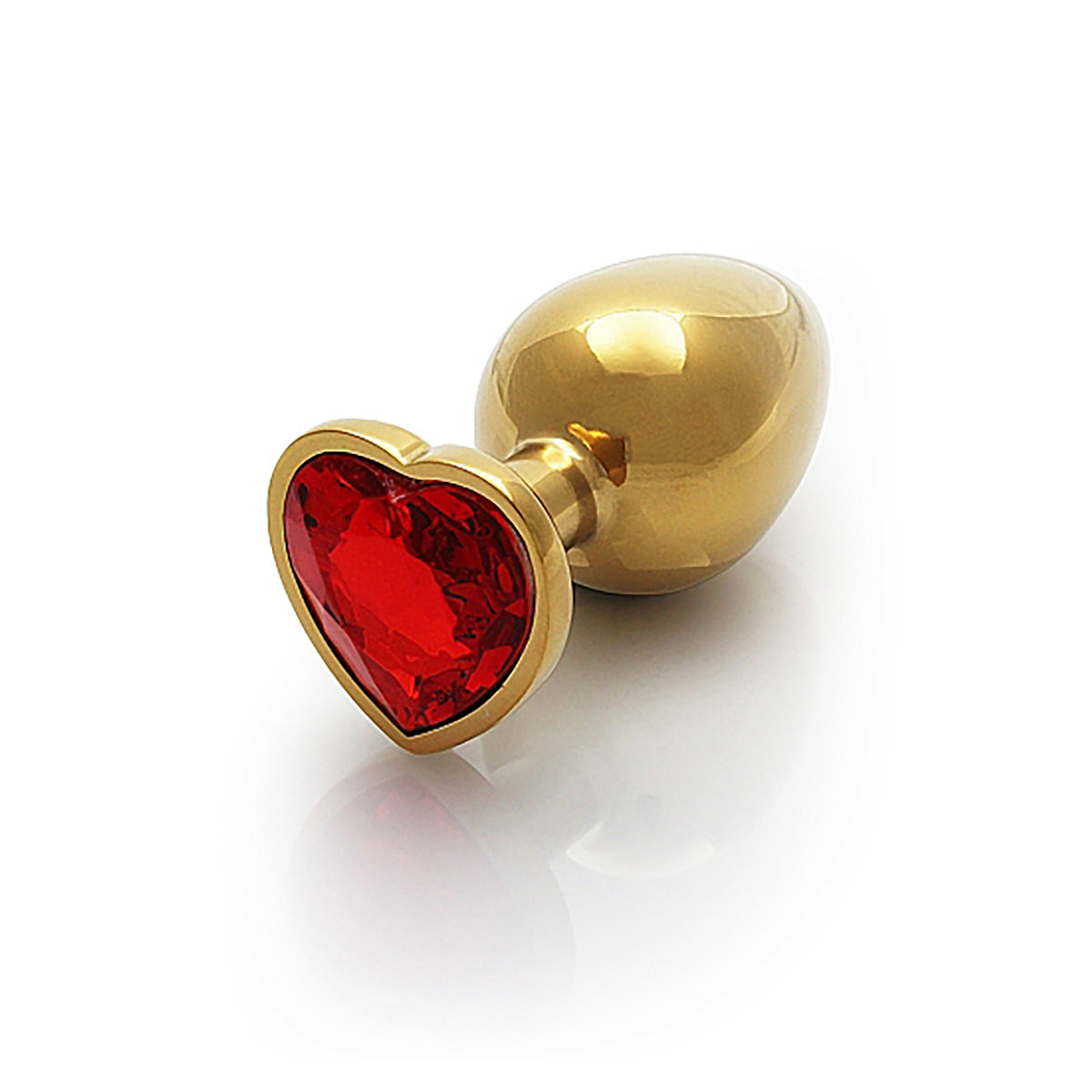 Shots Ouch! Heart Gem Butt Plug Small - Gold/Ruby Red