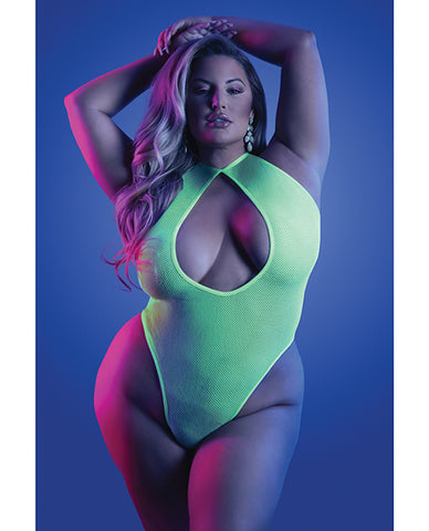 Glow Nocturnal Halter Teddy Neon Chartreuse