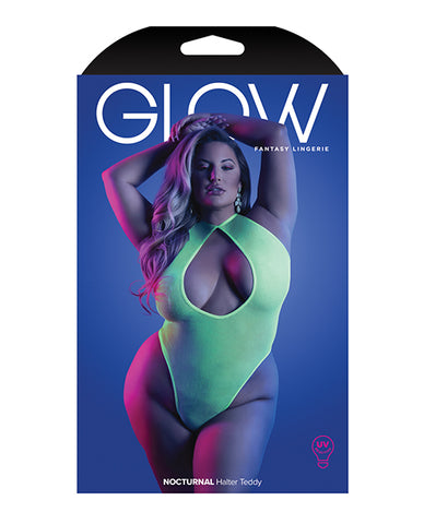 Glow Nocturnal Halter Teddy Neon Chartreuse