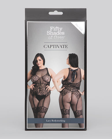 Fifty Shades Of Grey Captivate Lacy Body Stocking Black Oq