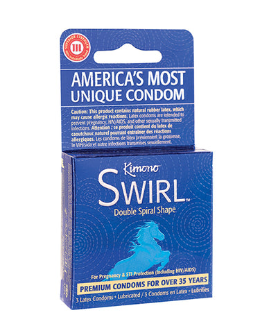 Kimono Swirl Double Spiral Shape Condoms - Pack of 3