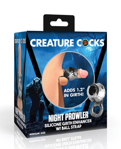 Creature Cocks Night Prowler Silicone Penis Sleeve & Ball Stretcher - Silver/Black