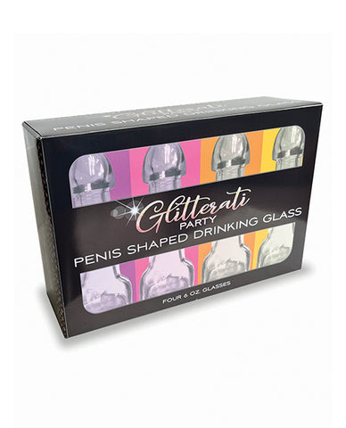 Glitterati Penis Shaped Drinking Glasses - Set Of 4