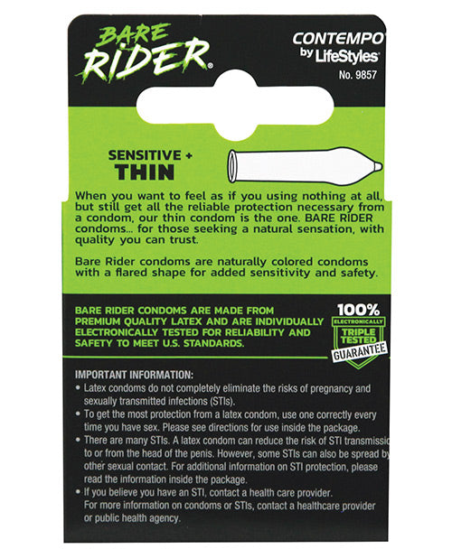 Contempo Bare Rider Thin Condom Pack - Pack Of 3