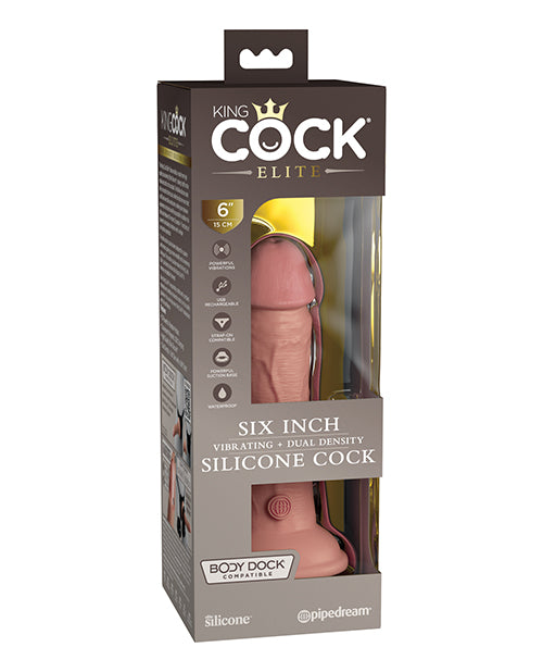 King Cock Elite 6" Dual Density Vibrating Silicone Cock