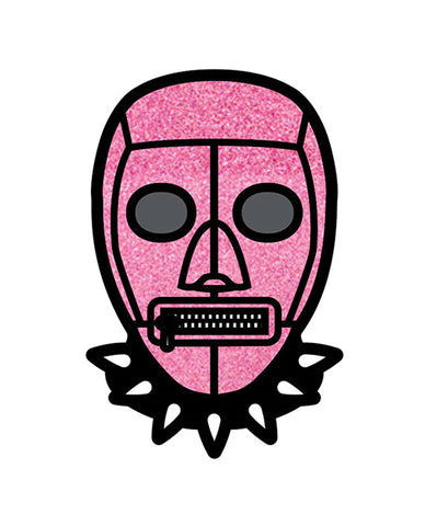 Wood Rocket Pink Bondage Mask Pin