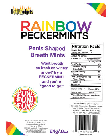 Rainbow Pecker Shape Candies In Tin