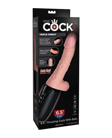 King Cock Plus Thrusting, Warming & Vibrating  7.5" Triple Threat Dong