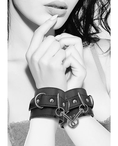 Shots Ouch Black & White Bonded Leather Hand/ankle Cuffs