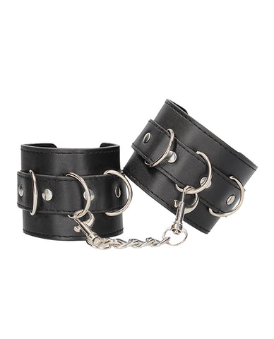 Shots Ouch Black & White Bonded Leather Hand/ankle Cuffs