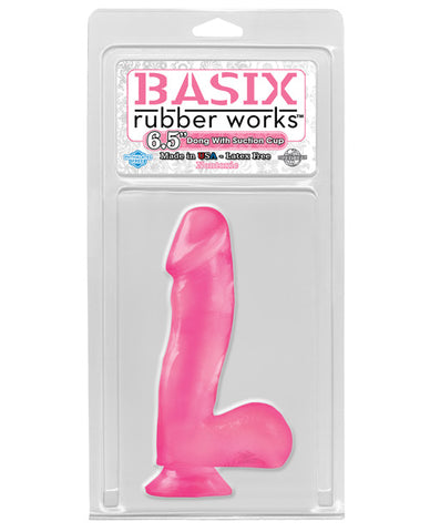 Basix Rubber Works 6.5" Dong W/suction Cup