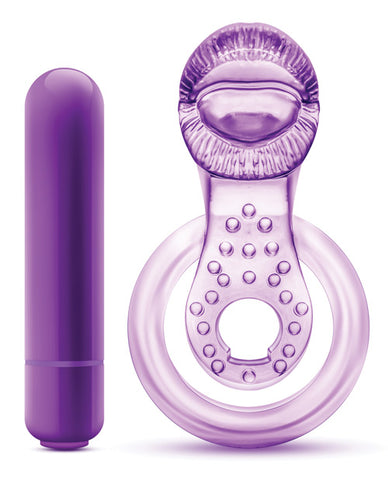 Blush Play With Me Lick It Vibrating Double Strap Cockring